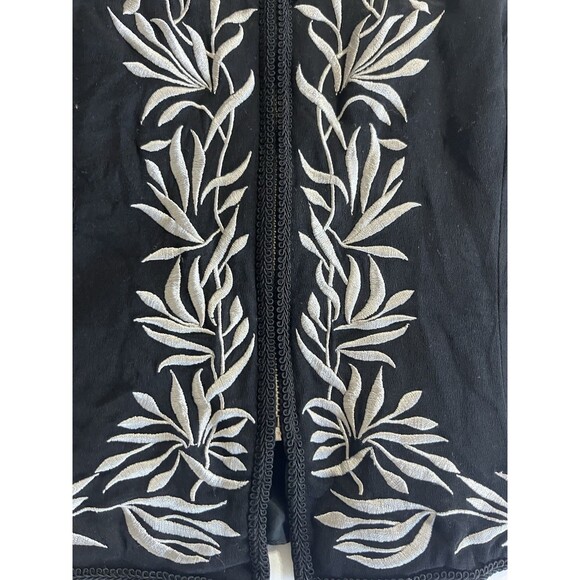Spenser Jeremy Vest Embroidered Black Silk Silver Vest Size Large silk - Picture 3 of 8